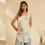 Women's Polka Dot Print Casual Summer Cotton Kurti - Image 2