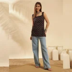Women’s Square Neck Slim Fit Ethnic Floral Print Kurti Cotton Top - Image 7