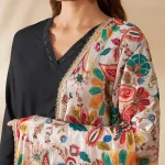 Elegant Beige Silk Dupatta with Floral Embroidery Party Wear Scarf for Women - Image 6