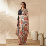 Elegant Beige Silk Dupatta with Floral Embroidery Party Wear Scarf for Women - Image 3