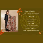 Elegant Beige Silk Dupatta with Floral Embroidery Party Wear Scarf for Women - Image 9