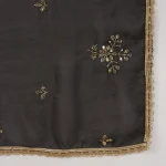 Elegant Black Chiffon Dupatta with Golden Embellishments Sheer Ethnic Stole - Image 8