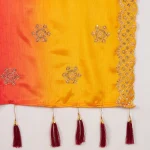 Elegant Chinnon Dupatta Yellow & Maroon Embroidered Sequin Stole Scarf - Image 8