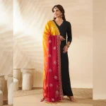 Elegant Chinnon Dupatta Yellow & Maroon Embroidered Sequin Stole Scarf - Image 5