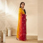 Elegant Chinnon Dupatta Yellow & Maroon Embroidered Sequin Stole Scarf - Image 4