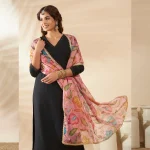 Elegant Floral Dupatta Pink Organza Aari Work with Sequin Ethnic Wear - Image 2