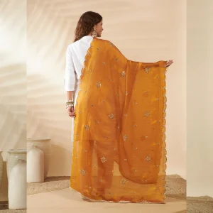 Elegant Georgette Dupatta for Women Arka Work with Sequin Ethnic Scarf - Image 6