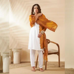 Elegant Georgette Dupatta for Women Arka Work with Sequin Ethnic Scarf - Image 3