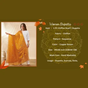 Elegant Georgette Dupatta for Women Arka Work with Sequin Ethnic Scarf - Image 9