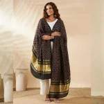 Elegant Women Cotton Ajrakh Black Ethnic Printed Scarf with Graceful Design