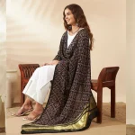 Elegant Women Cotton Ajrakh Black Ethnic Printed Scarf with Graceful Design - Image 3