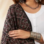 Elegant Women Cotton Ajrakh Black Ethnic Printed Scarf with Graceful Design - Image 7