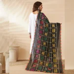 Ethnic Cotton Black Dupatta Phulkari Embroidery Mirror Work for Women Scarf - Image 5