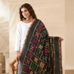 Ethnic Cotton Black Dupatta Phulkari Embroidery Mirror Work for Women Scarf - Image 2