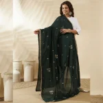 Ethnic Green Georgette Dupatta Sequin Traditional Designer Scarf for Women - Image 4
