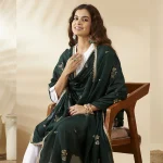 Ethnic Green Georgette Dupatta Sequin Traditional Designer Scarf for Women