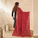 Ethnic Wear Dupatta for Women Maroon Banarasi Bandhani Zari Border Stole - Image 6