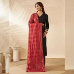 Ethnic Wear Dupatta for Women Maroon Banarasi Bandhani Zari Border Stole - Image 5