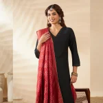 Ethnic Wear Dupatta for Women Maroon Banarasi Bandhani Zari Border Stole - Image 2