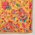 Ethnic Women’s Yellow Silk Dupatta Floral Aari Embroidery Sequence Work Stole - Image 8