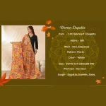 Ethnic Women’s Yellow Silk Dupatta Floral Aari Embroidery Sequence Work Stole - Image 9