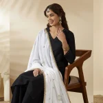 Graceful White Georgette Dupatta Light Sequin Embellished Ethnic Scarf - Image 2