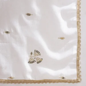 Graceful White Georgette Dupatta Light Sequin Embellished Ethnic Scarf - Image 8