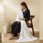 Graceful White Georgette Dupatta Light Sequin Embellished Ethnic Scarf - Image 3