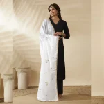 Graceful White Georgette Dupatta Light Sequin Embellished Ethnic Scarf - Image 5