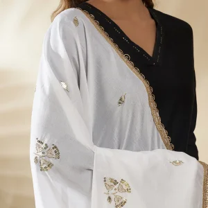 Graceful White Georgette Dupatta Light Sequin Embellished Ethnic Scarf - Image 7