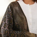 Luxury Banarasi Dupatta Black Bandhani Cotton with Designer Zari Work Stole - Image 6