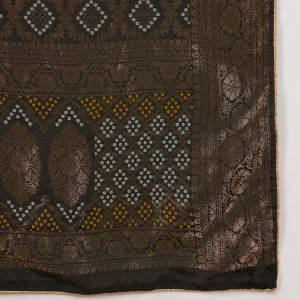 Luxury Banarasi Dupatta Black Bandhani Cotton with Designer Zari Work Stole - Image 8