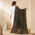 Luxury Banarasi Dupatta Black Bandhani Cotton with Designer Zari Work Stole - Image 5