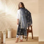 Luxury Ethnic Dupatta Black Gray Dual Tone Chinnon with Sequin Work Stole