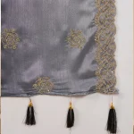 Luxury Ethnic Dupatta Black Gray Dual Tone Chinnon with Sequin Work Stole - Image 8