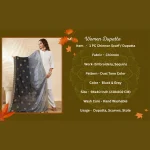 Luxury Ethnic Dupatta Black Gray Dual Tone Chinnon with Sequin Work Stole - Image 9