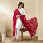 Luxury Ethnic Magenta Georgette Dupatta Delicate Sequin Work Scarf Women - Image 3