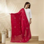 Luxury Ethnic Magenta Georgette Dupatta Delicate Sequin Work Scarf Women - Image 6