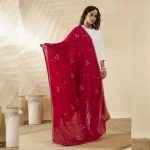 Luxury Ethnic Magenta Georgette Dupatta Delicate Sequin Work Scarf Women - Image 2