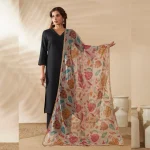Luxury Organza Dupatta for Women White Floral Embroidery Designer Stole - Image 2