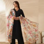 Luxury Organza Dupatta for Women White Floral Embroidery Designer Stole