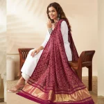 Luxury Scarf for Women Wine Ethnic Dupatta with Golden Border Rich Look