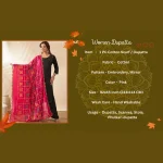 Luxury Women Pink Cotton Phulkari Mirror Embroidery Party Wear Stole Scarf - Image 8