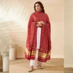 Premium Cotton Ajrakh Dupatta for Women Red Printed Scarf with Border - Image 3