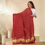 Premium Cotton Ajrakh Dupatta for Women Red Printed Scarf with Border - Image 5