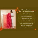 Premium Dual Tone Dupatta for Women Pink Peach Chinnon Embroidered Stole - Image 9