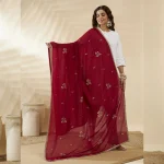Premium Maroon Georgette Dupatta Sequin Detailing Stylish Scarf for Women - Image 4