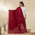 Premium Maroon Georgette Dupatta Sequin Detailing Stylish Scarf for Women - Image 6