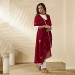 Premium Maroon Georgette Dupatta Sequin Detailing Stylish Scarf for Women - Image 3