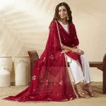 Premium Maroon Georgette Dupatta Sequin Detailing Stylish Scarf for Women